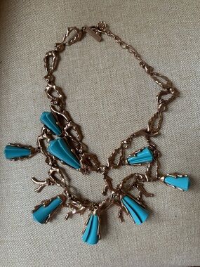 Oscar de la Renta Necklace with Turquoise Acrylic flowers